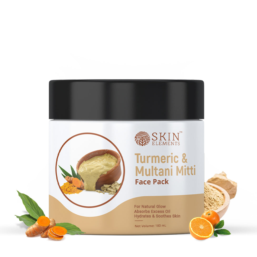 Skin Elements Turmeric (Haldi) & Multani Mitti Face Mask Pack | Ubtan Face Pack | Acne & Blackheads removal