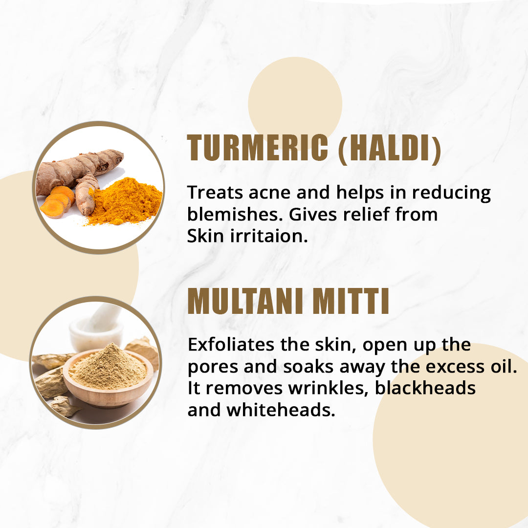 Skin Elements Turmeric (Haldi) & Multani Mitti Face Mask Pack | Ubtan Face Pack | Acne & Blackheads removal