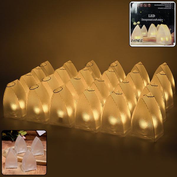 Transparent Decorative LED Candle Lights with Battery Operated Flameless Ambient Tealights for Home Décor (24 Pc)