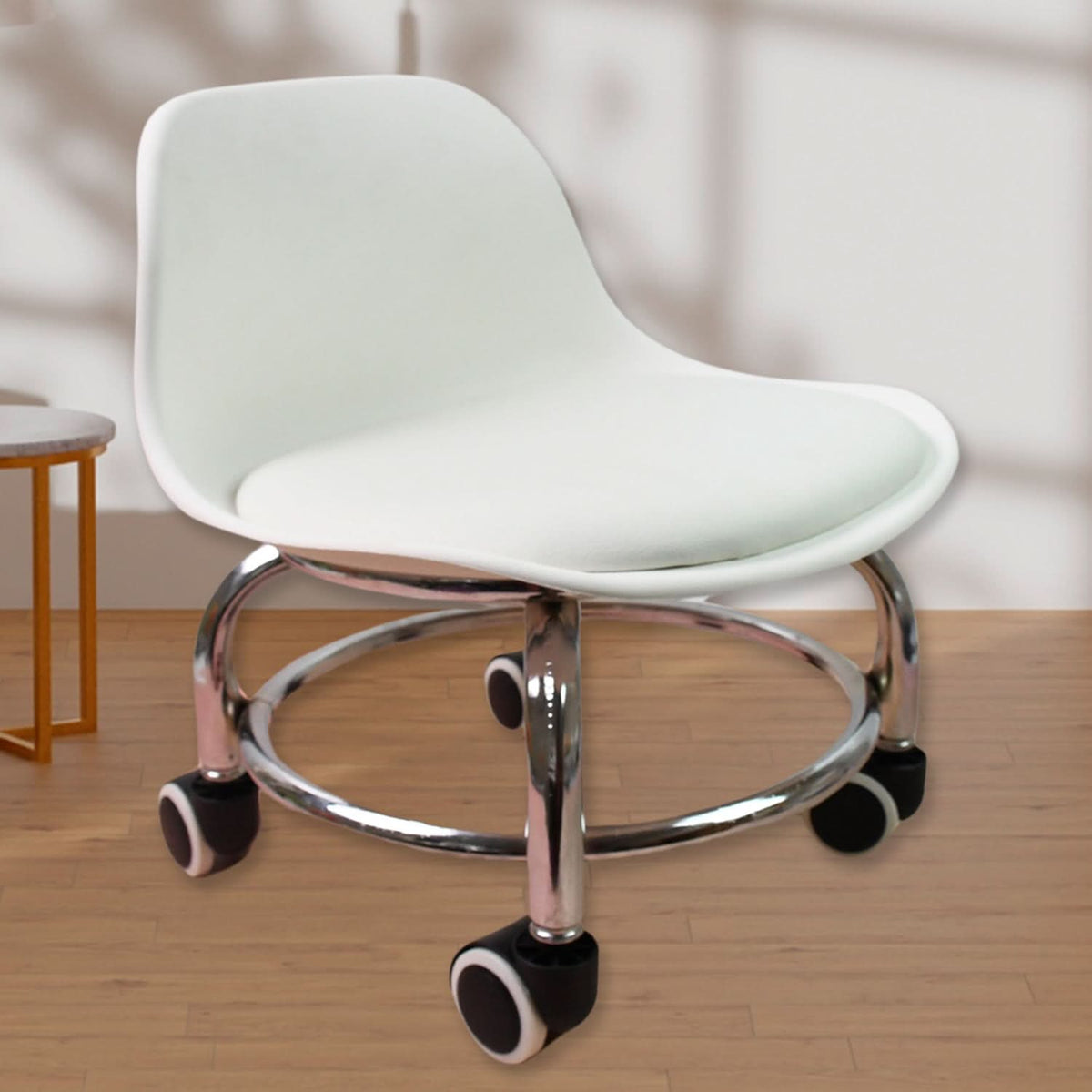 Low Round Rolling Stool with Wheels Multi-Purpose Pedicure & Office Stool (1 Pc) HP DD