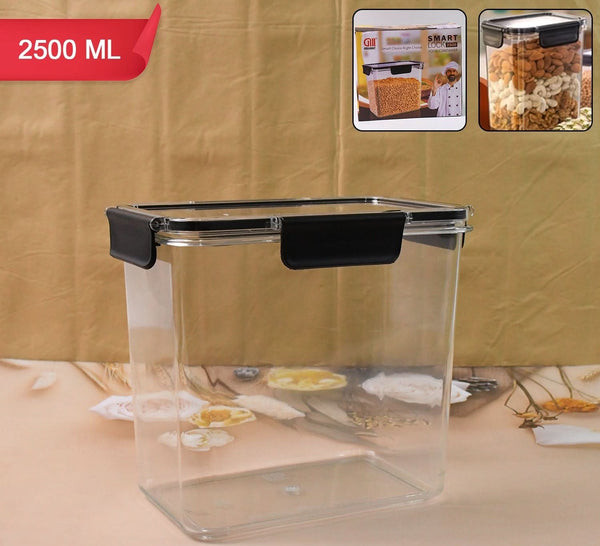 Food Storage Container Airtight Plastic Container With Easy Snap Lids (2500ml 1 Pc)