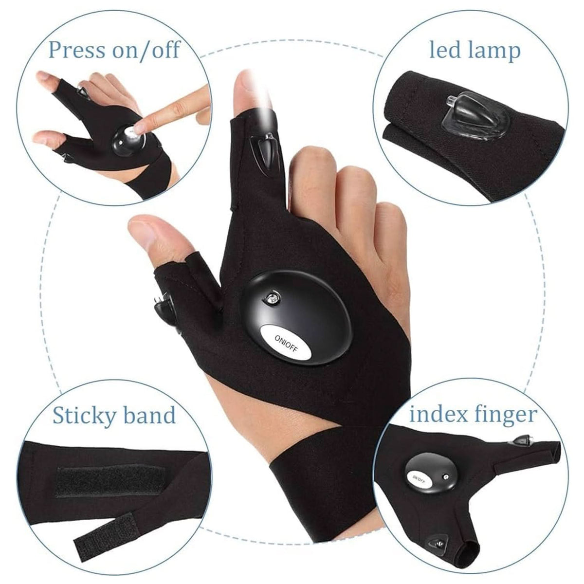 Led Flashlight Gloves Gifts For Men (Hand Gloves Light 1 Pair) HP DD