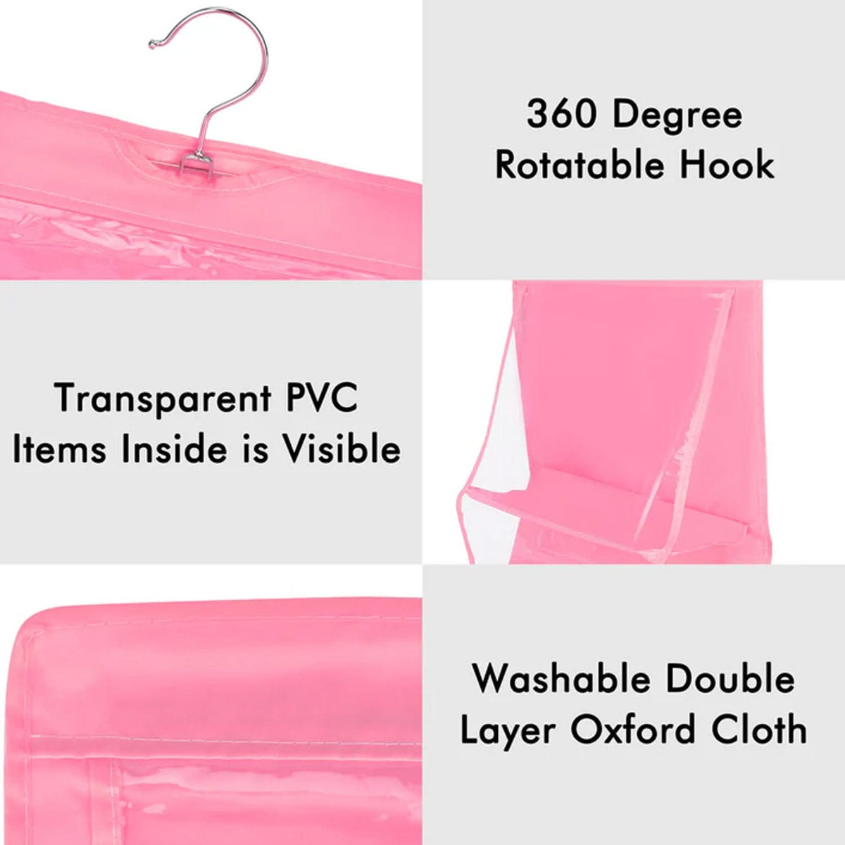 Clear 6-Pocket Hanging Handbag Organizer – Space-Saving Purse & Shelf Storage (1 Pc) HP DD