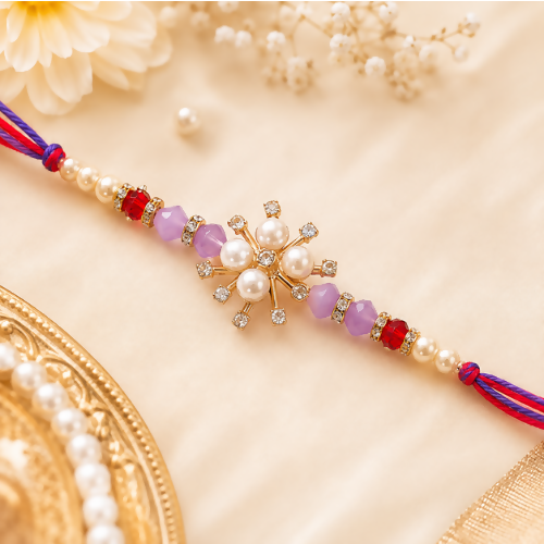 Multicolor Designer Beaded Rakhi for Brother | Pearl & Stone Work Raksha Bandhan Rakhi Set (Set of 2 )