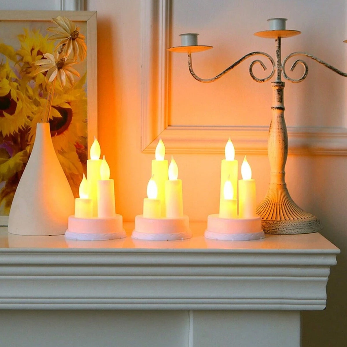 LED Taper Candles, Realistic Battery Operated Flickering Flameless Candles in Warm White Electric Candles (1 PC) HP DD