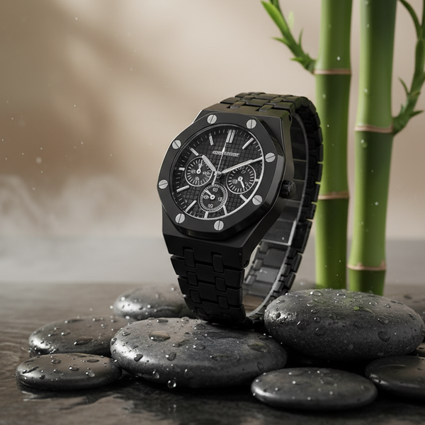 Men’s Classic Black Analog Wrist Watch | Sleek Stainless Steel Design