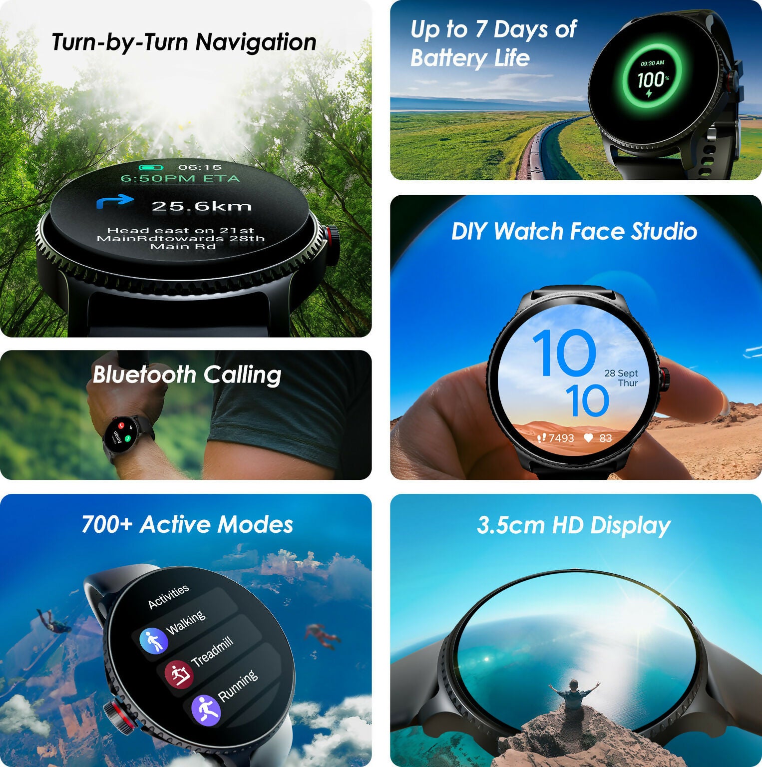 boAt Lunar Discovery Turn-by-Turn Navigation, 1.39" HD Display, Bluetooth Calling, 700+ Sports Modes & 7-Day Battery Life (Active Black)