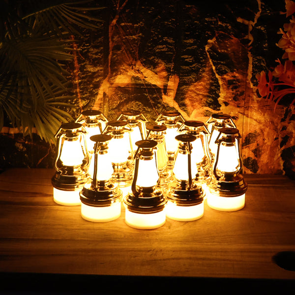 Decorative Vintage Lantern Style Flameless LED Candles with Warm Yellow Glow for Home (12 Pc)