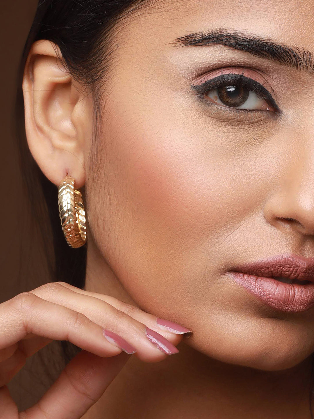 Set Of 2 Gold Plated Circular Hoop Earrings