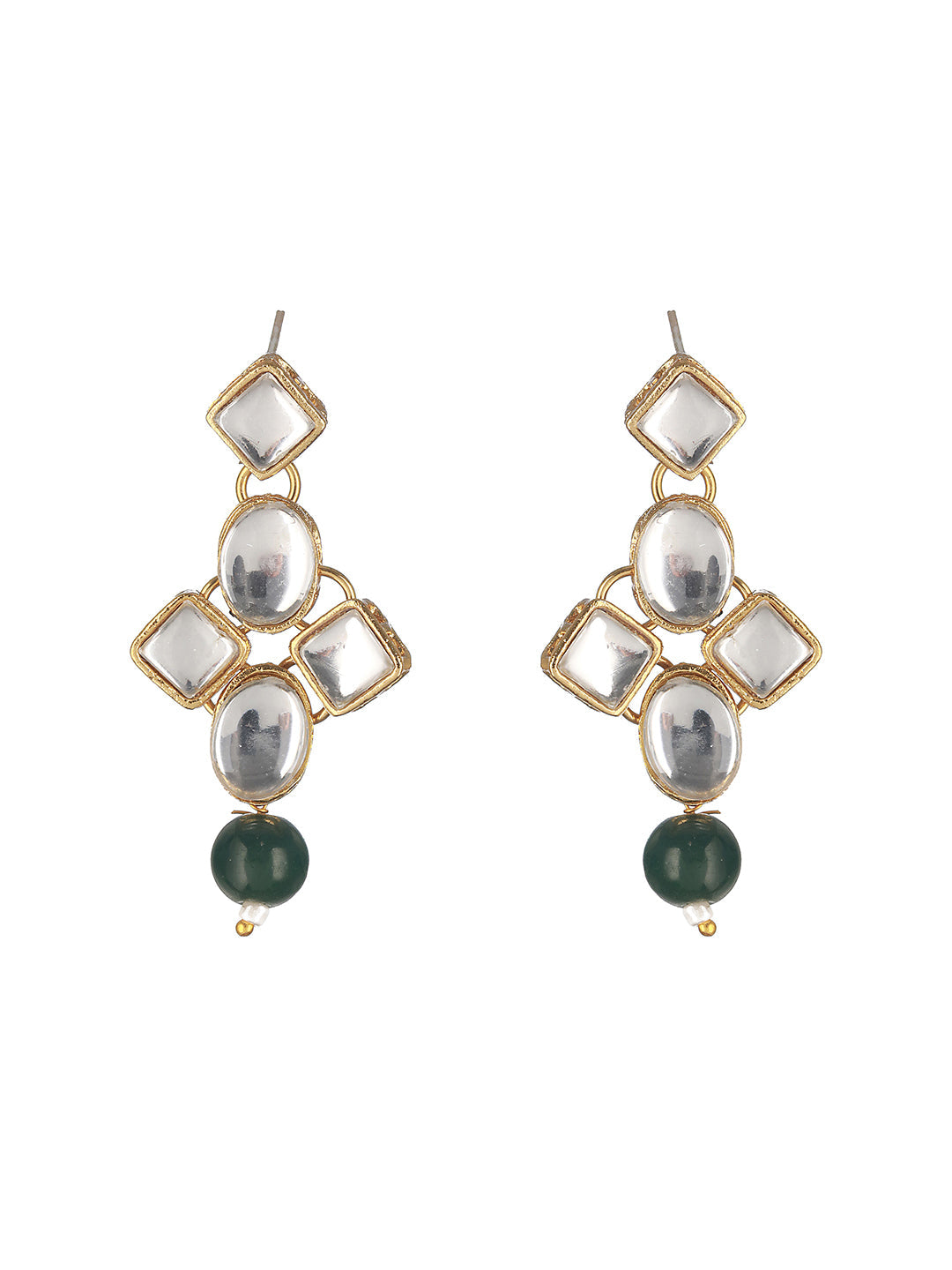 Gold-Plated Kundan-Studded & Beaded Jewellery Set