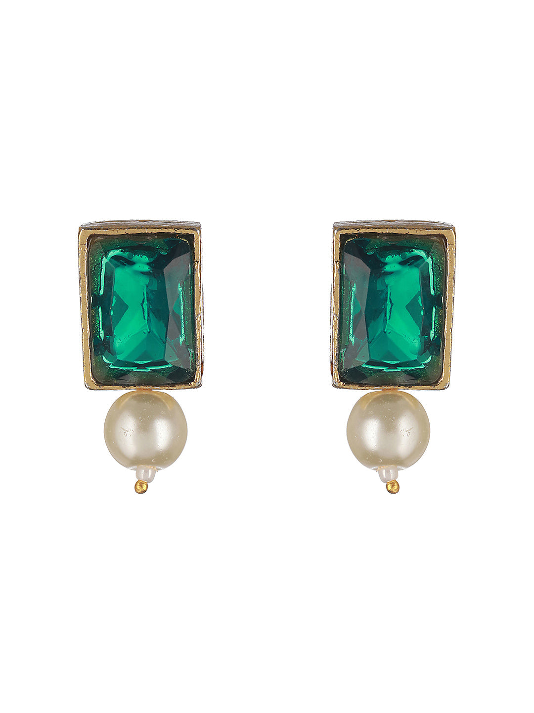 Gold-Plated Stone-Studded Beaded Jewellery Set