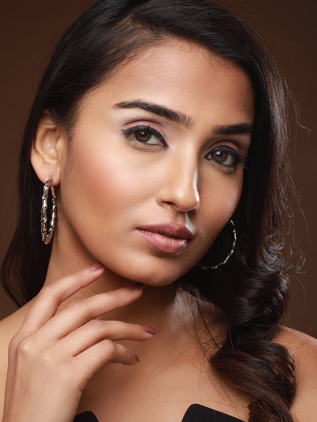 Silver-Plated Textured Circular Hoop Earrings
