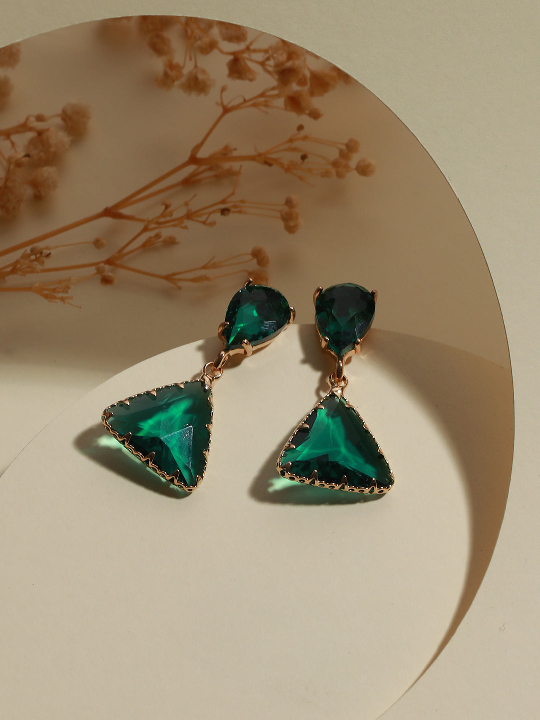 Gold-Plated Trianglar Drop Earrings