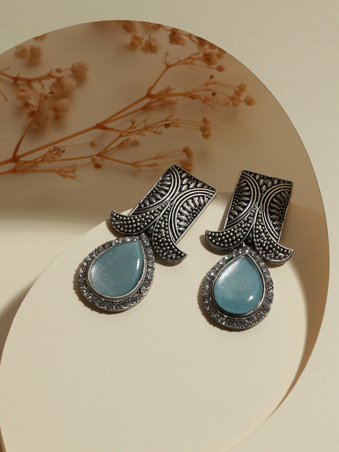 Oxidised Tear Drop Earrings