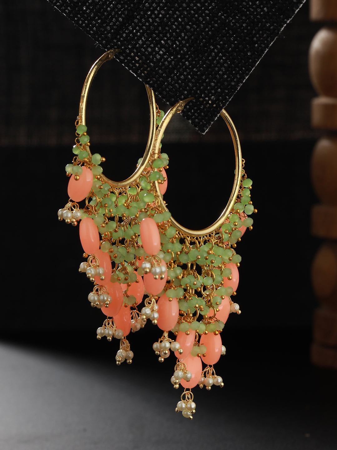 Peach & Green Classic Hoop Earrings