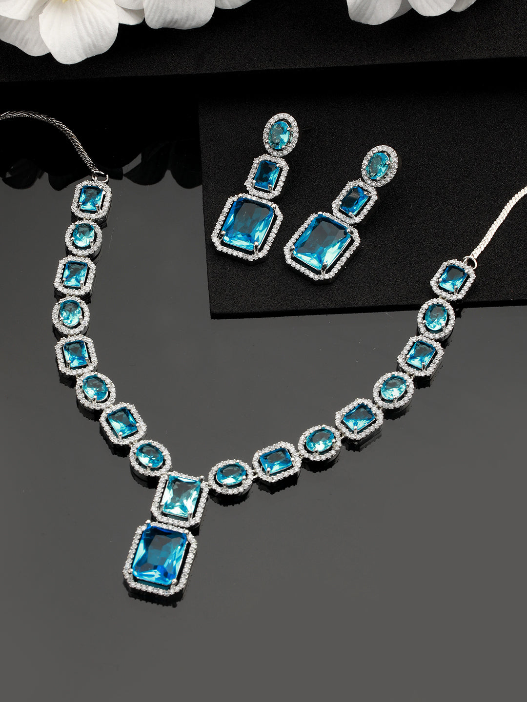 Sliver-Plated & Ad Studded Jewellery Set