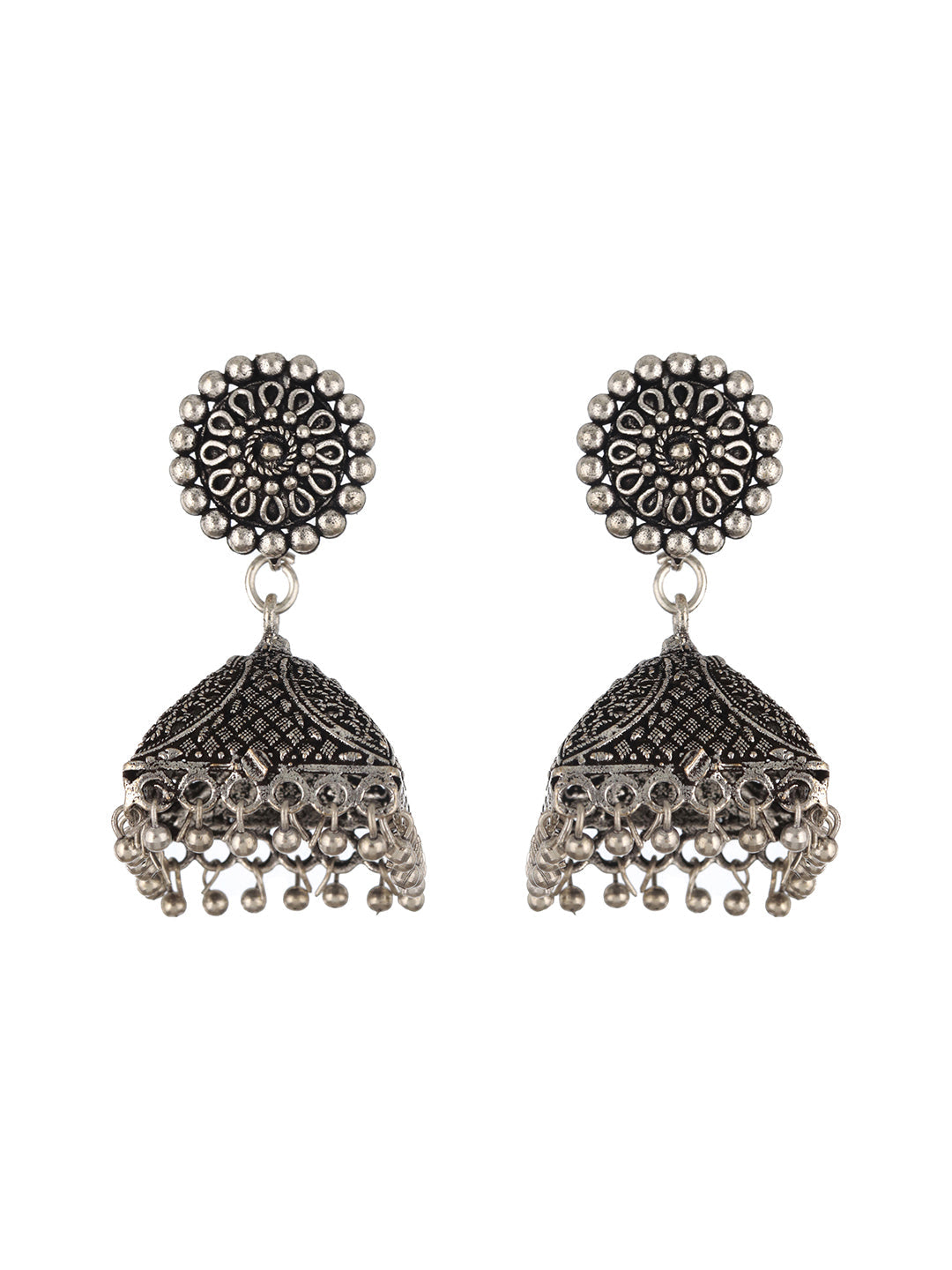 Silver-Plated Classic Jhumkas Earrings