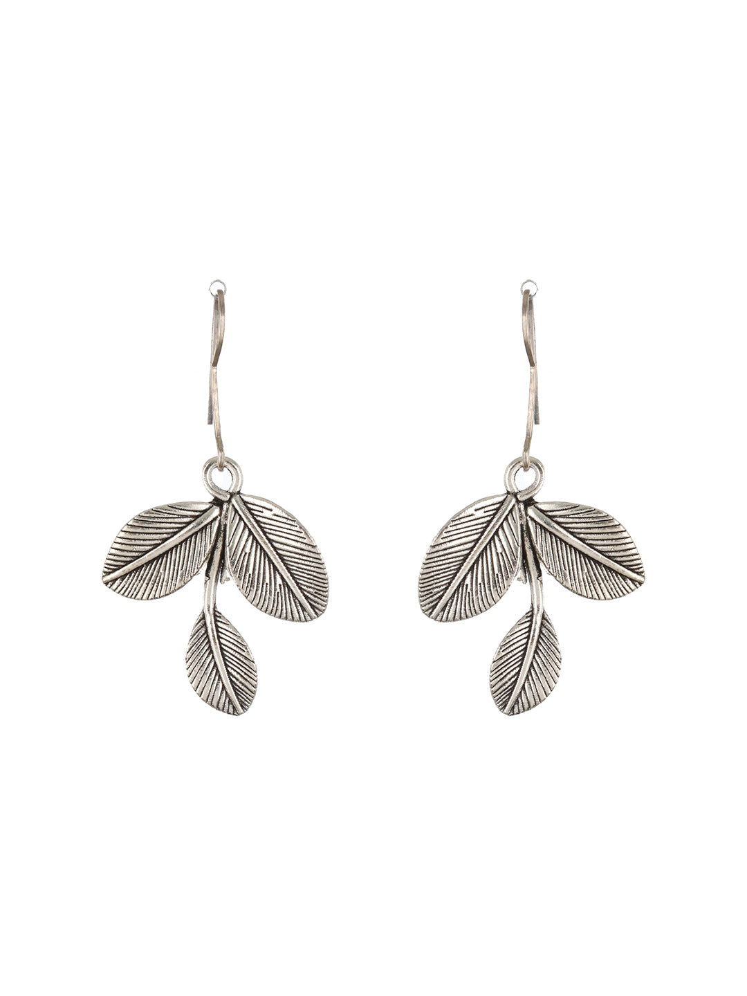 Set Of 2 Silver Plated Contemporary Drop Earrings