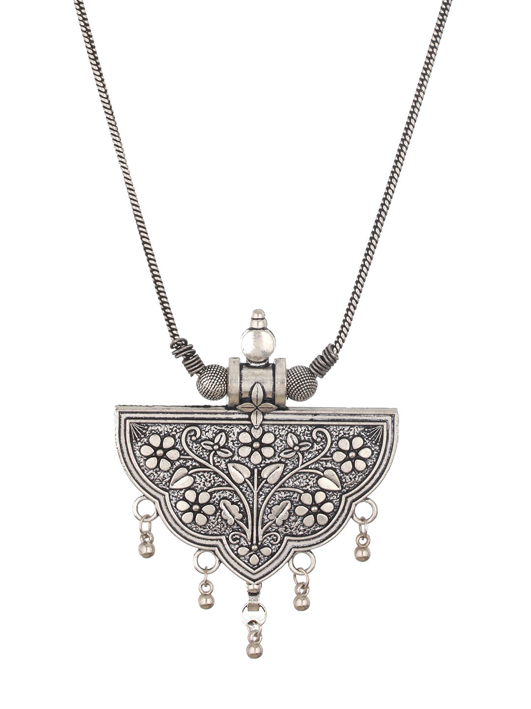 Silver Plated Textured Oxidised Necklace