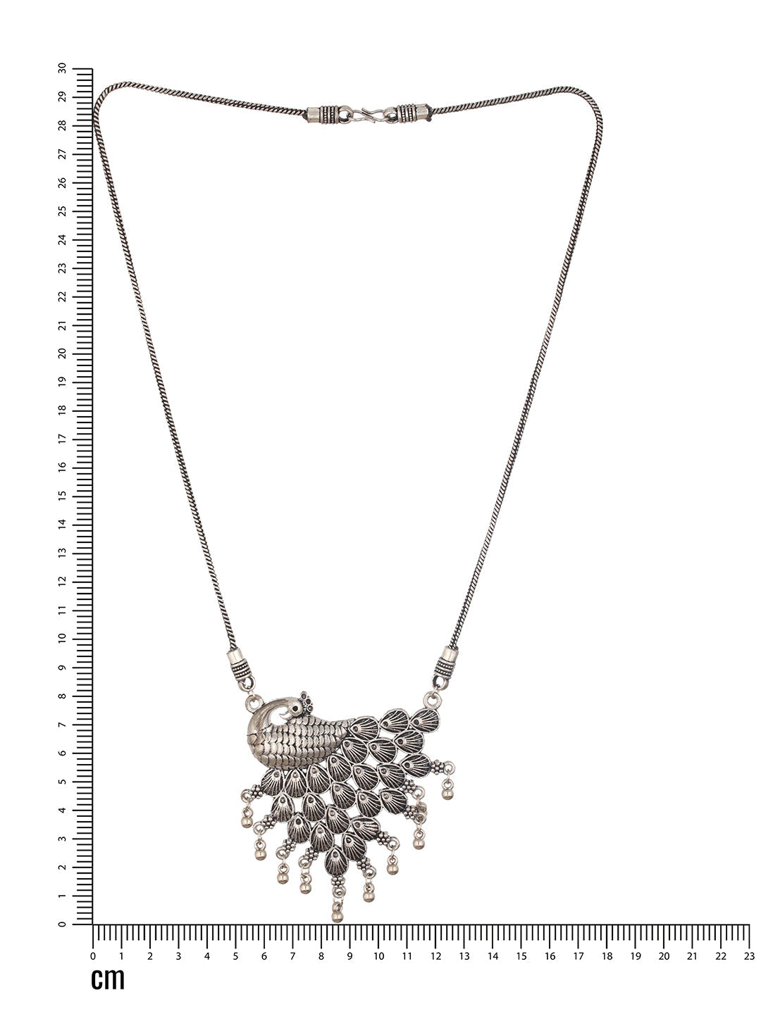 Silver Plated Peacock Shaped Oxidised Necklace