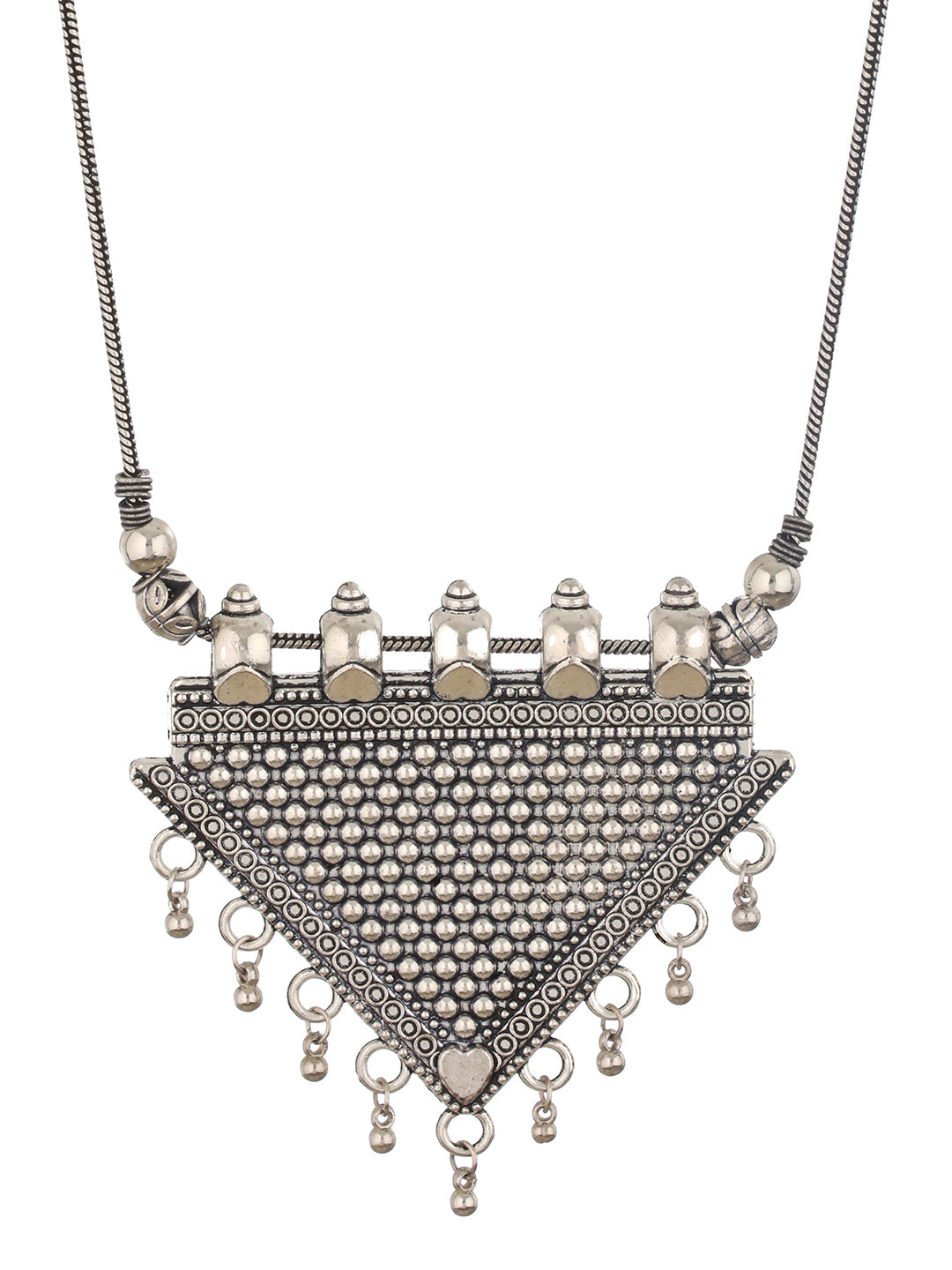 Silver Plated Triangle Shaped Oxidised Necklace