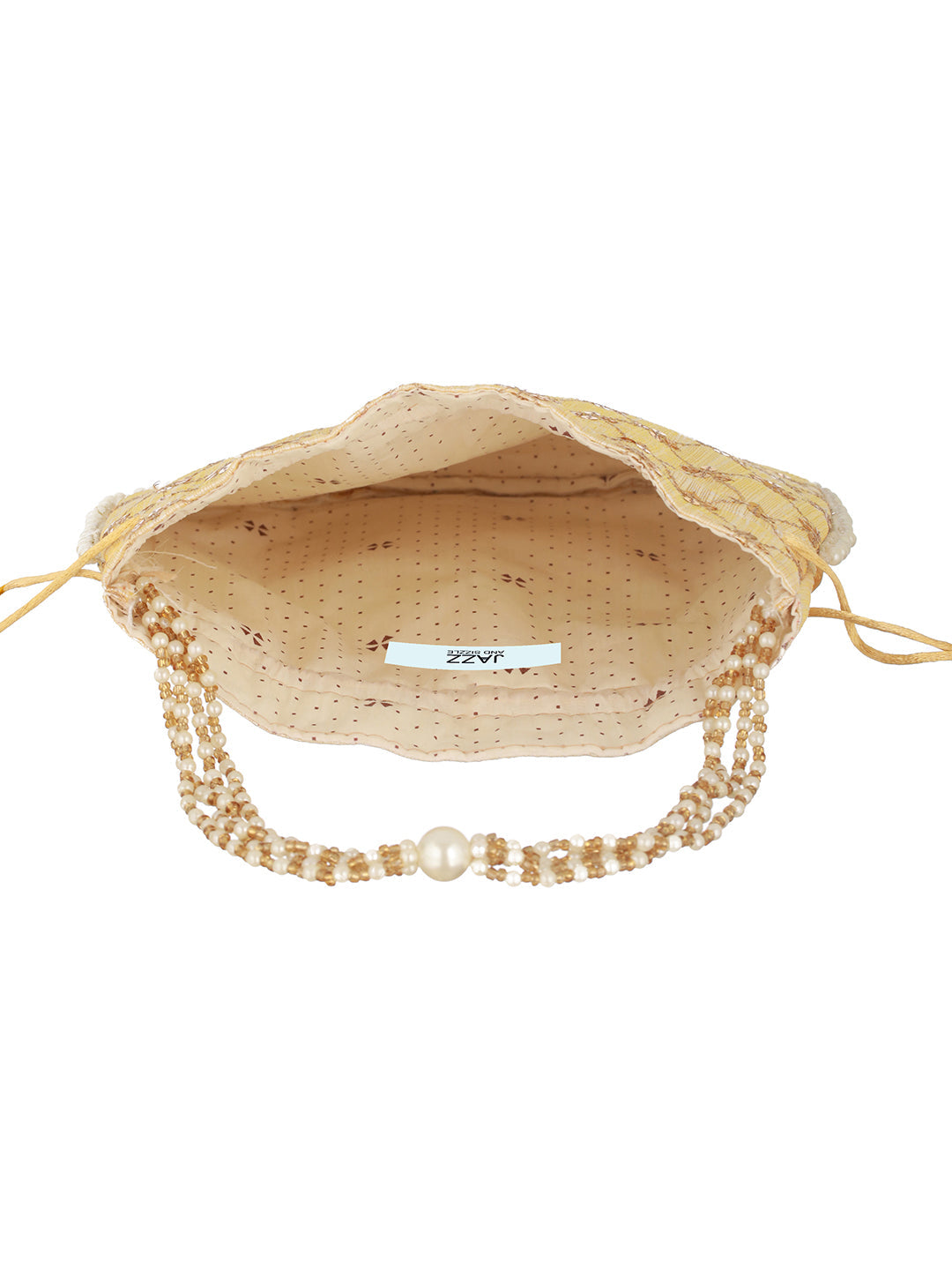 Gold-Coloured & Gold Booti Embellished Potli Clutch