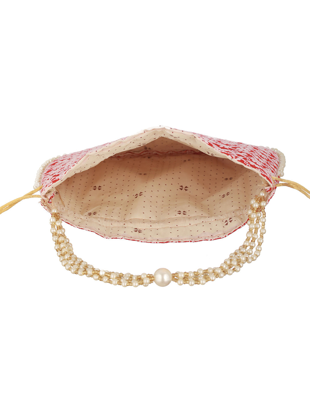 Jazz And Sizzle Red & Gold-Toned Chikan Embroidered Work Potli Clutch