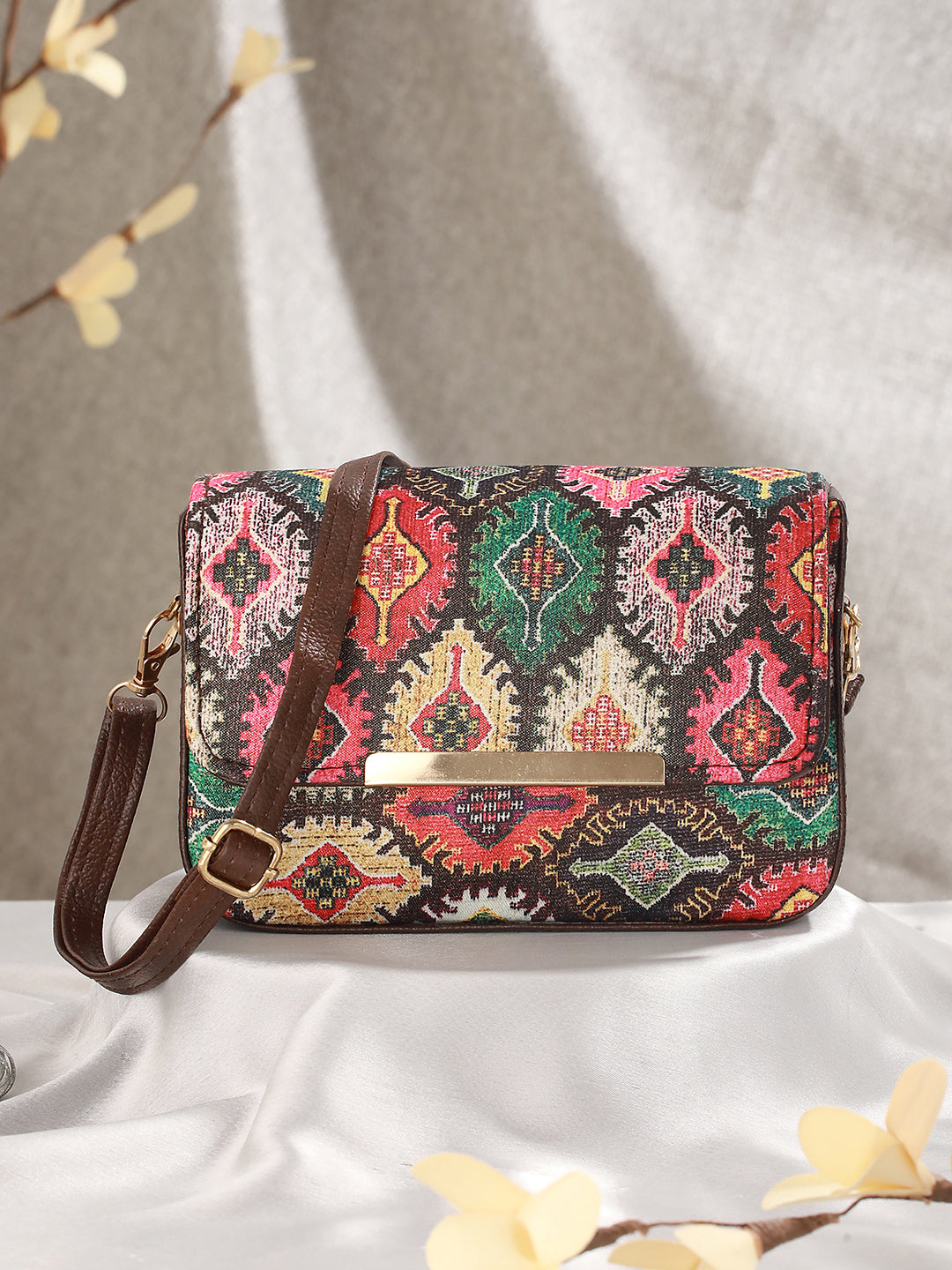 Ethnic Motifs Printed Structured Sling Bag