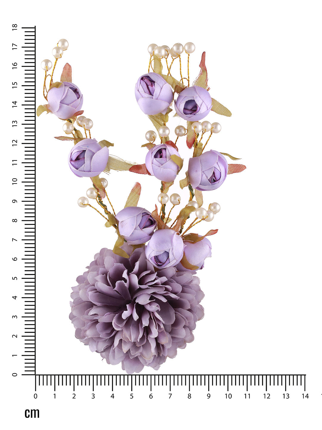 Women Mauve Embellished Artificial Flower & Pearl Beaded Gajra Designed Hair Pin