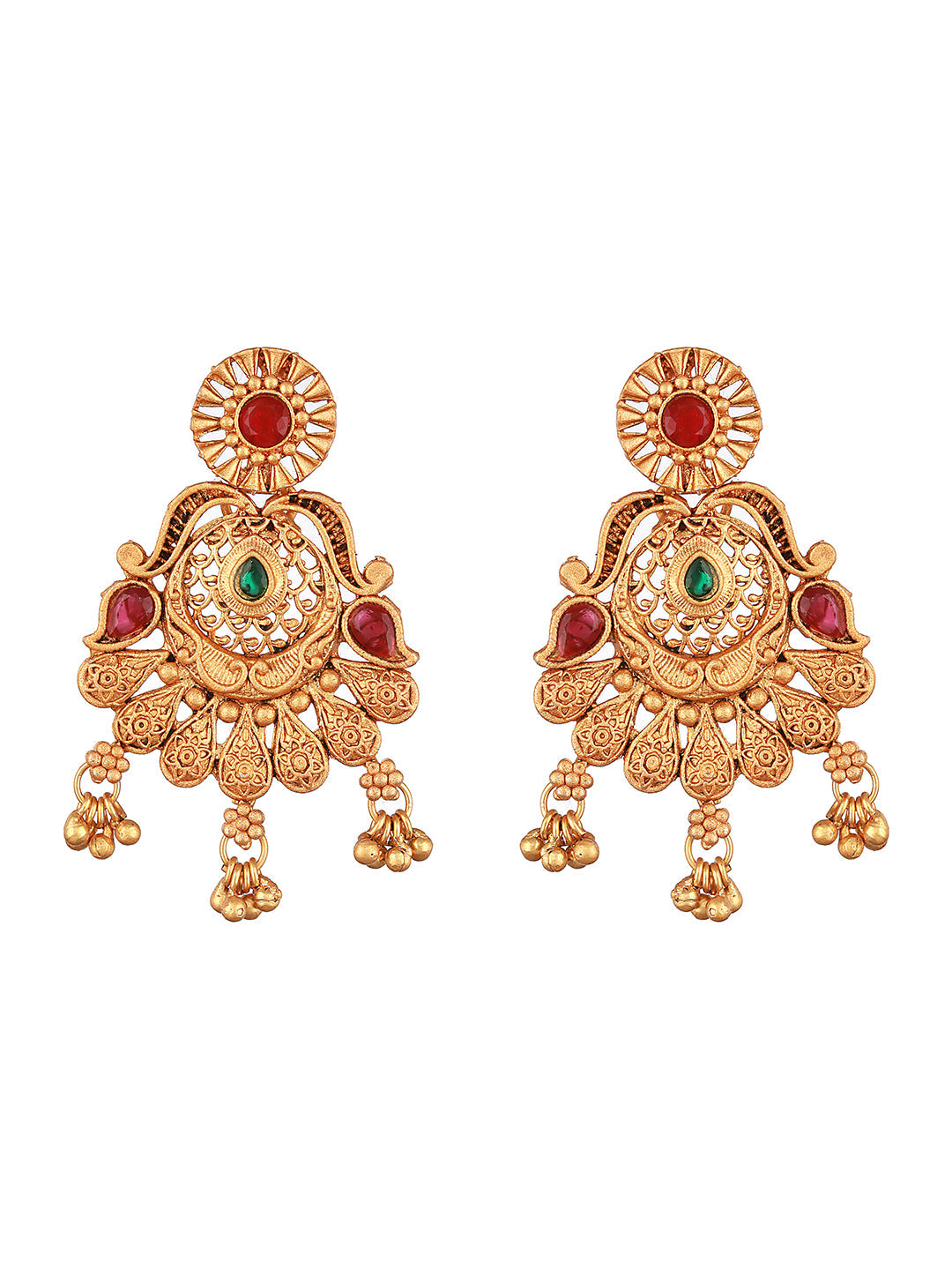 Gold-Toned Dome Shaped Drop Earrings