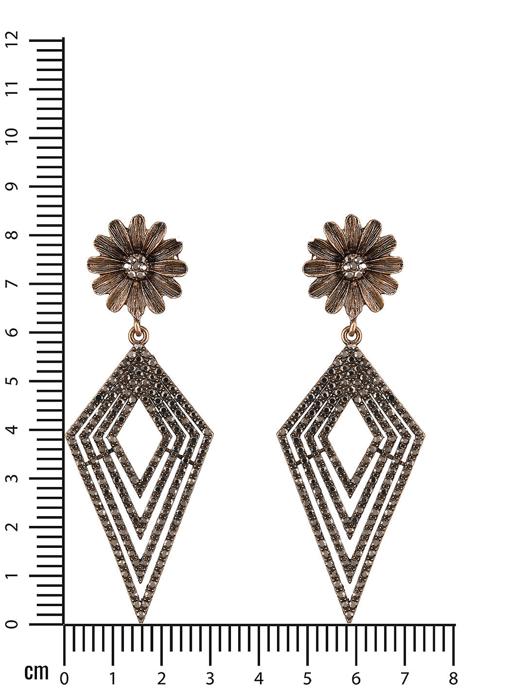 Gold-Toned & Gold Plated Triangular Shaped Drop Earrings