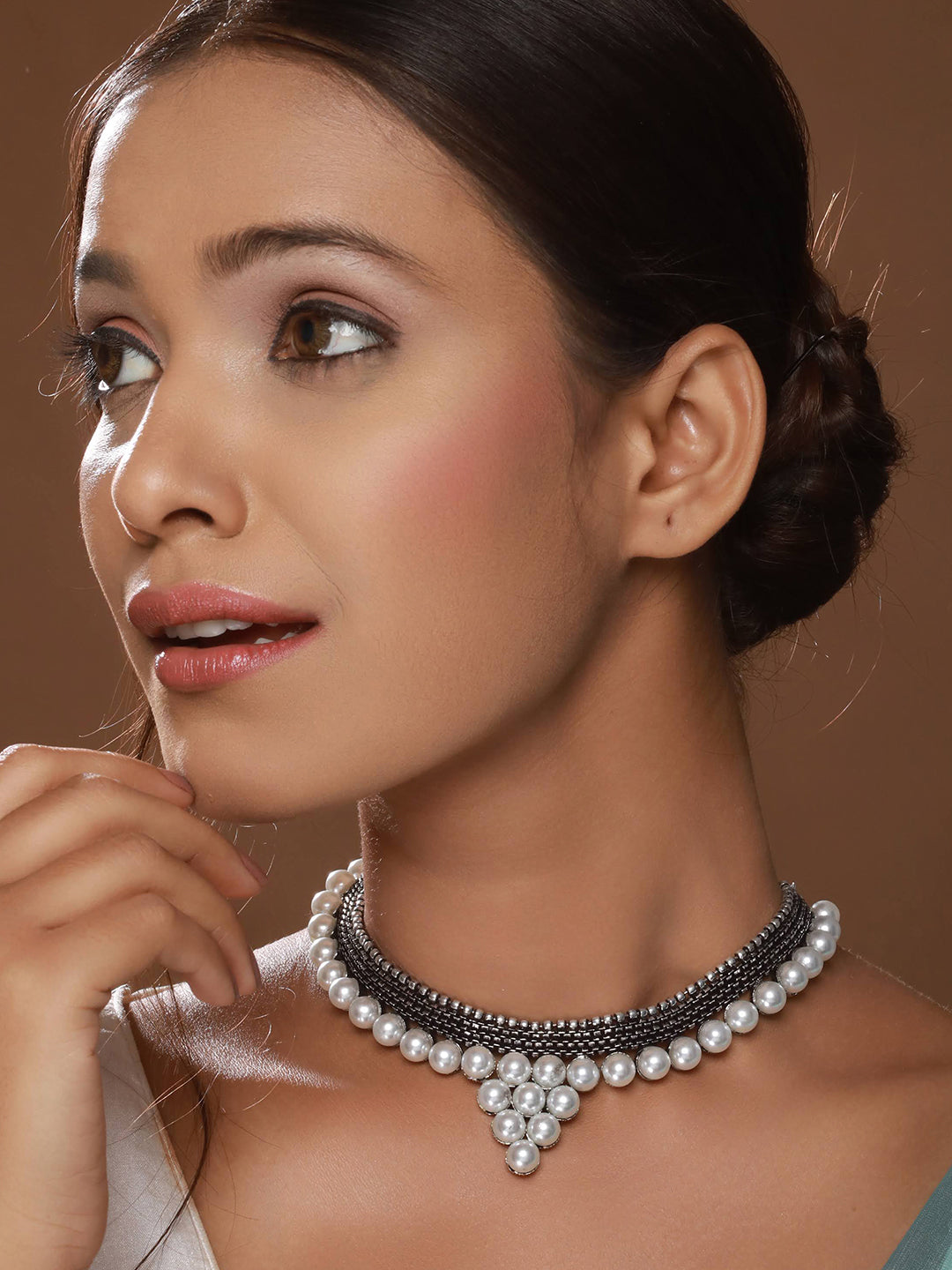 Silver-Plated Peacock Shaped Oxidized Jewellery Set