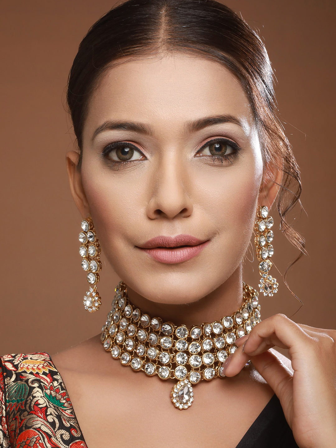 Gold-Plated Stone Studded Jewellery Set