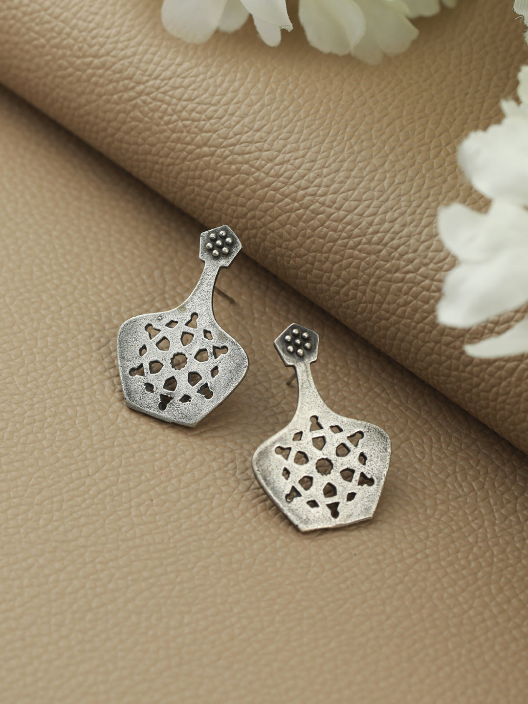 Silver Look-Alike Dome Shaped Stud Earrings