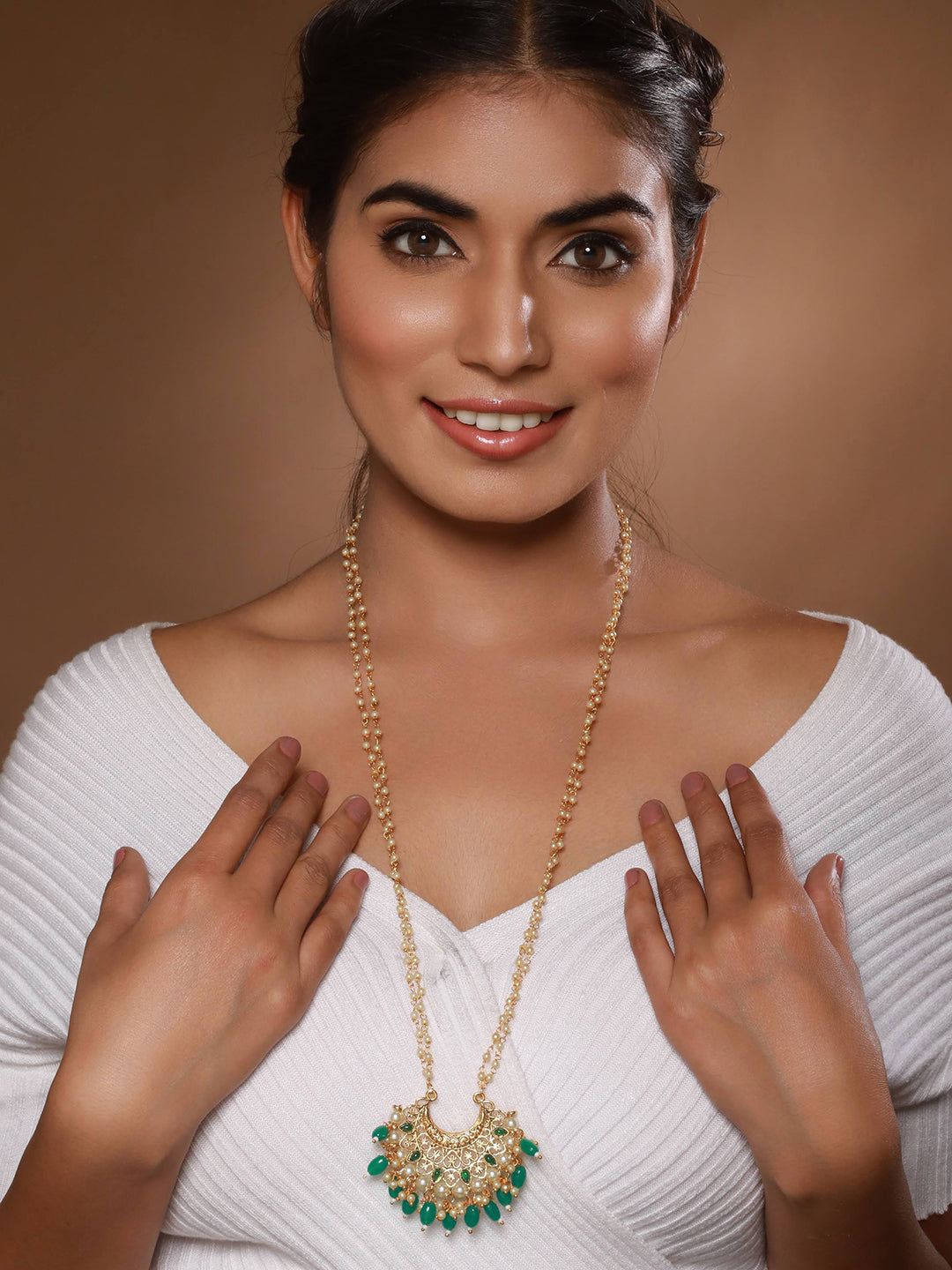 Jazz And Sizzle Gold-Plated Kundan Studded & Pearl Beaded Necklace