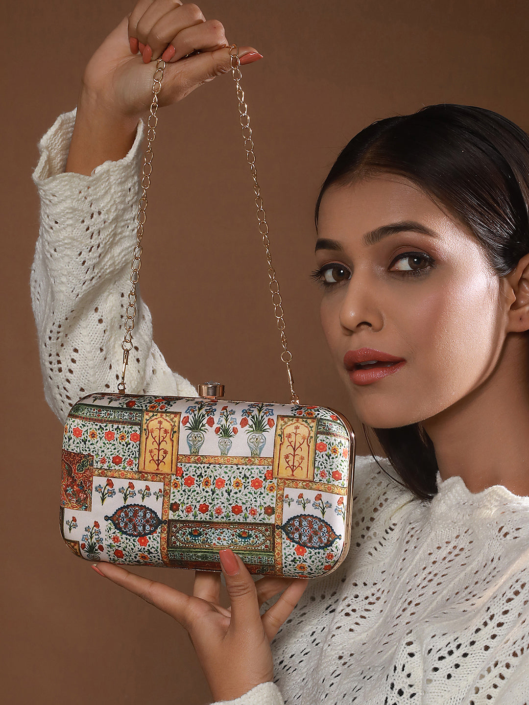 Ethnic Motif Printed Box Clutch