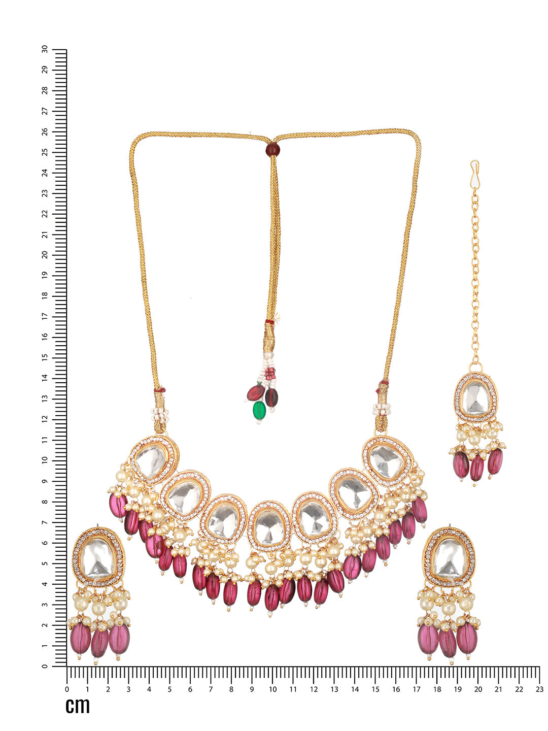 Jazz And Sizzle Gold Plated Kundan Studded & Beaded Jewelry Set With Maangtikka