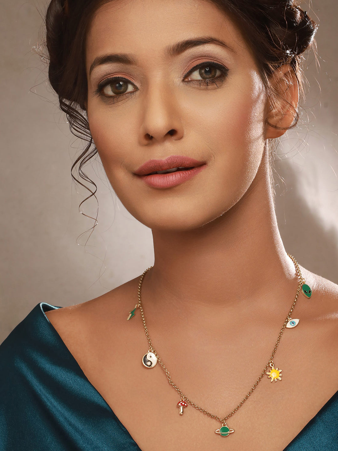 Gold-Plated Brass Charm Necklace