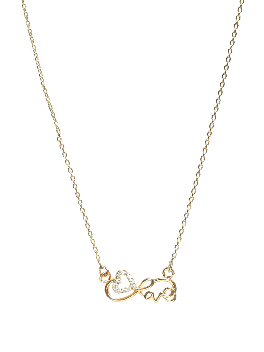Gold-Plated White Ad Studded Love Chain