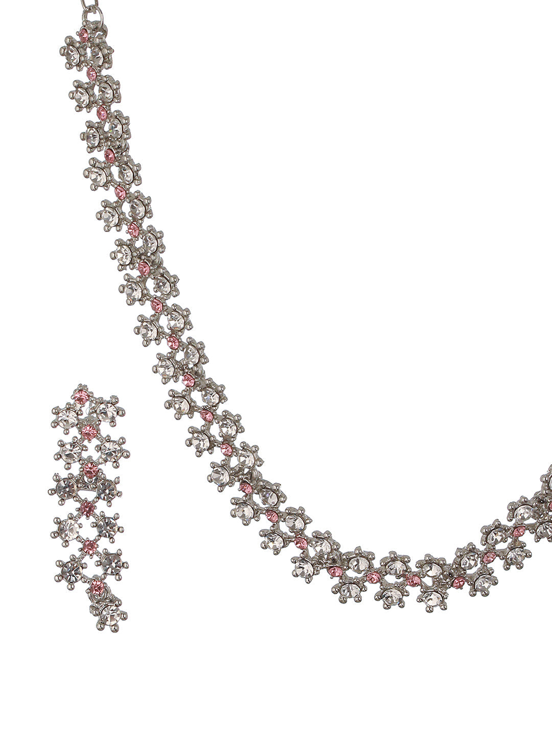 Rhodium-Plated American Diamond Studded Jewellery Set