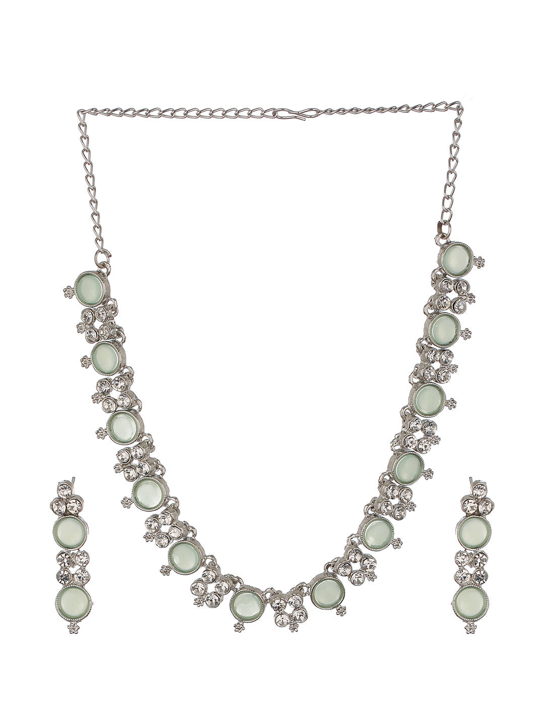 Rhodium-Plated Ad-Studded Jewellery Set