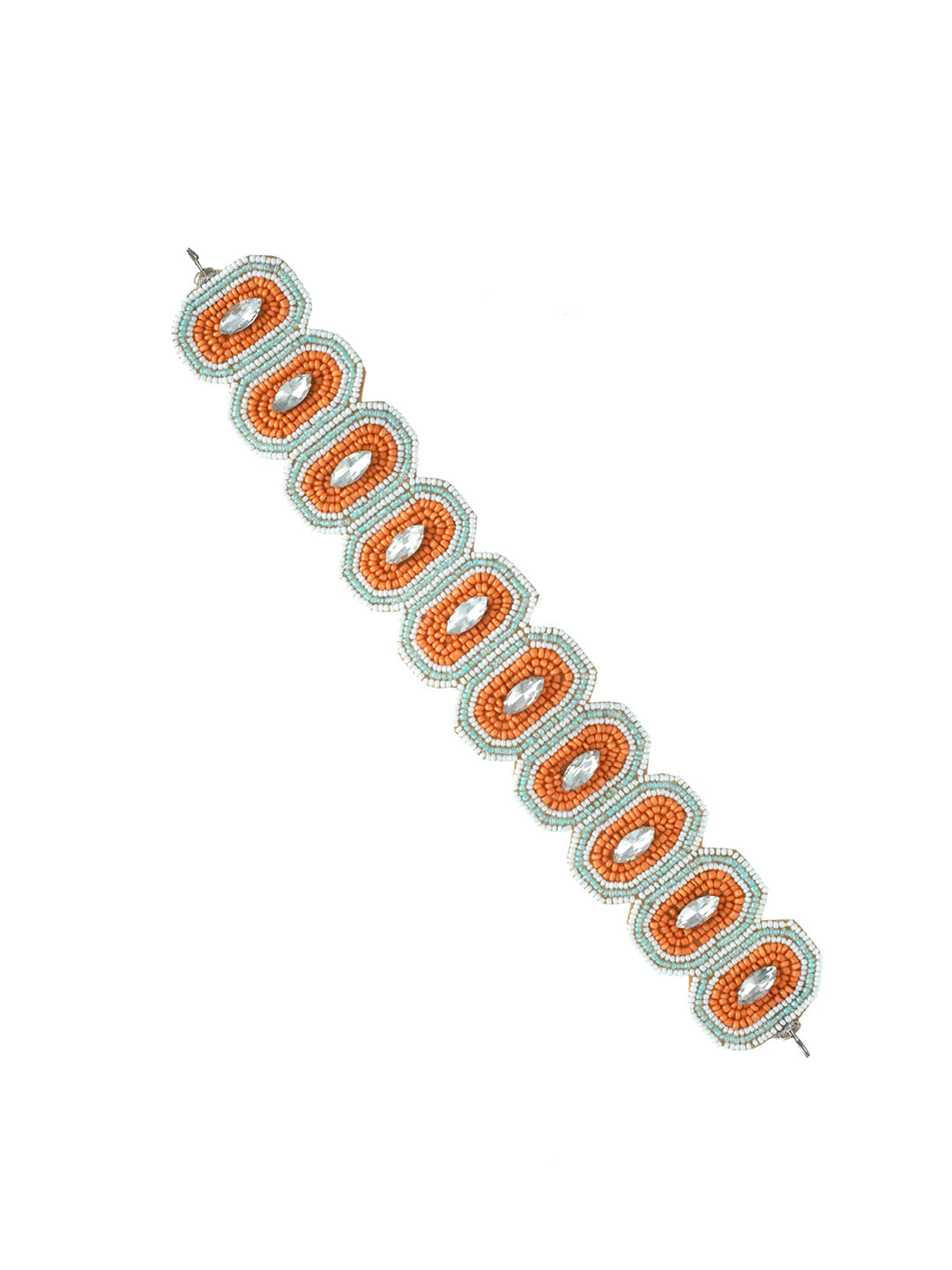 Orange Coloured & Gold-Toned Beaded Sequinned Headband