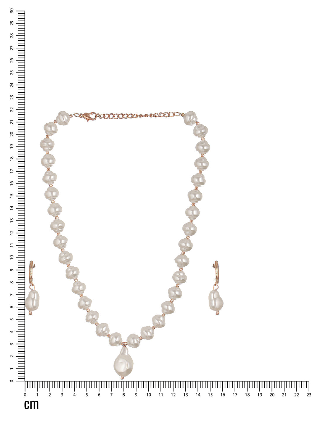 White & Gold-Toned Pearls Choker Necklace With Earrings