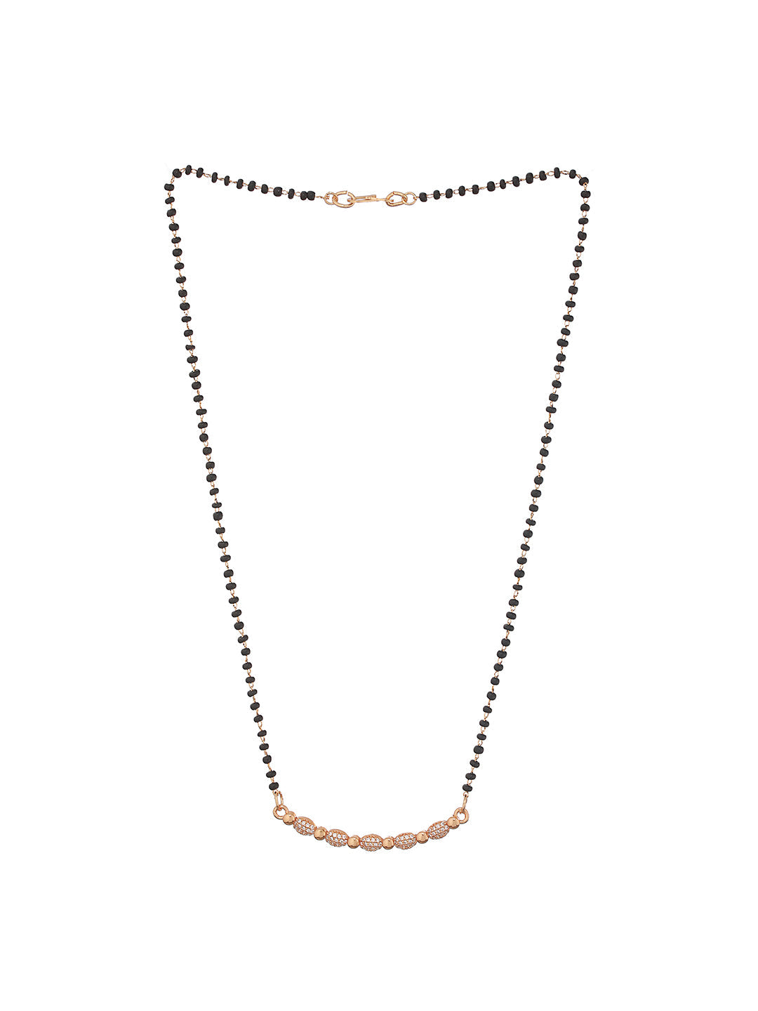 Rose Gold Plated American Diamond Studded & Beaded Mangalsutra