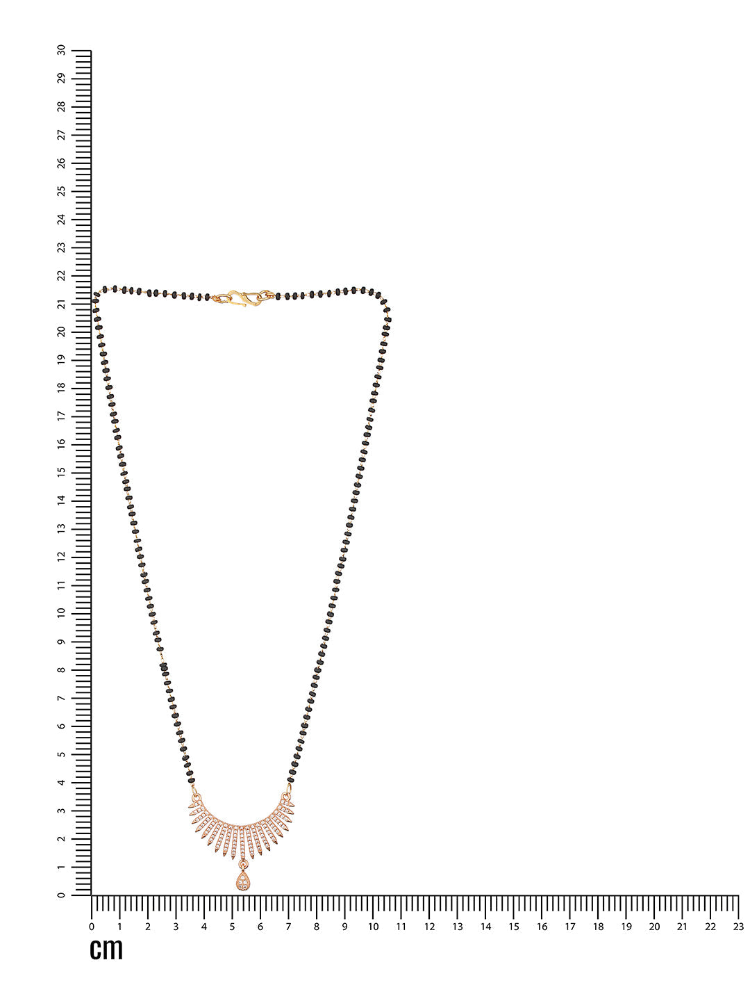 Rose Gold Plated American Diamond Stone Studded & Beaded Mangalsutra