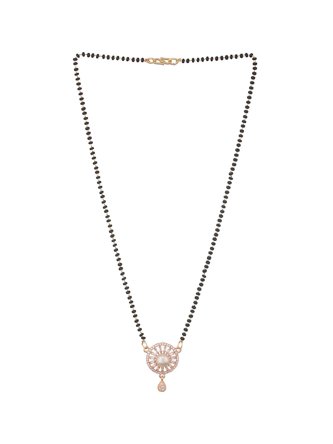 Rose Gold Plated American Diamond Studded & Pearl Embellished Mangalsutra