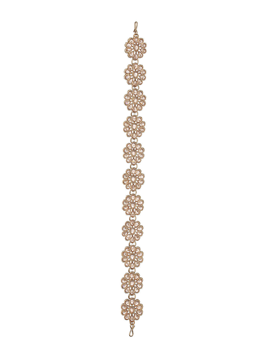 Mehandi Gold-Plated Kundan-Studded Floral Shaped Mathapatti