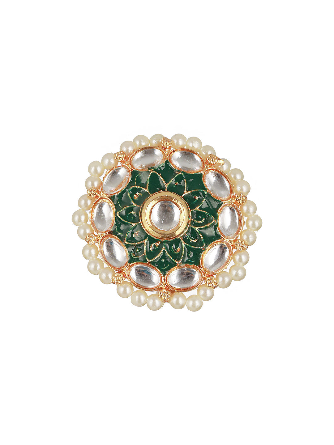 Gold-Plated Kundan Studded & Beaded Jewellery Set