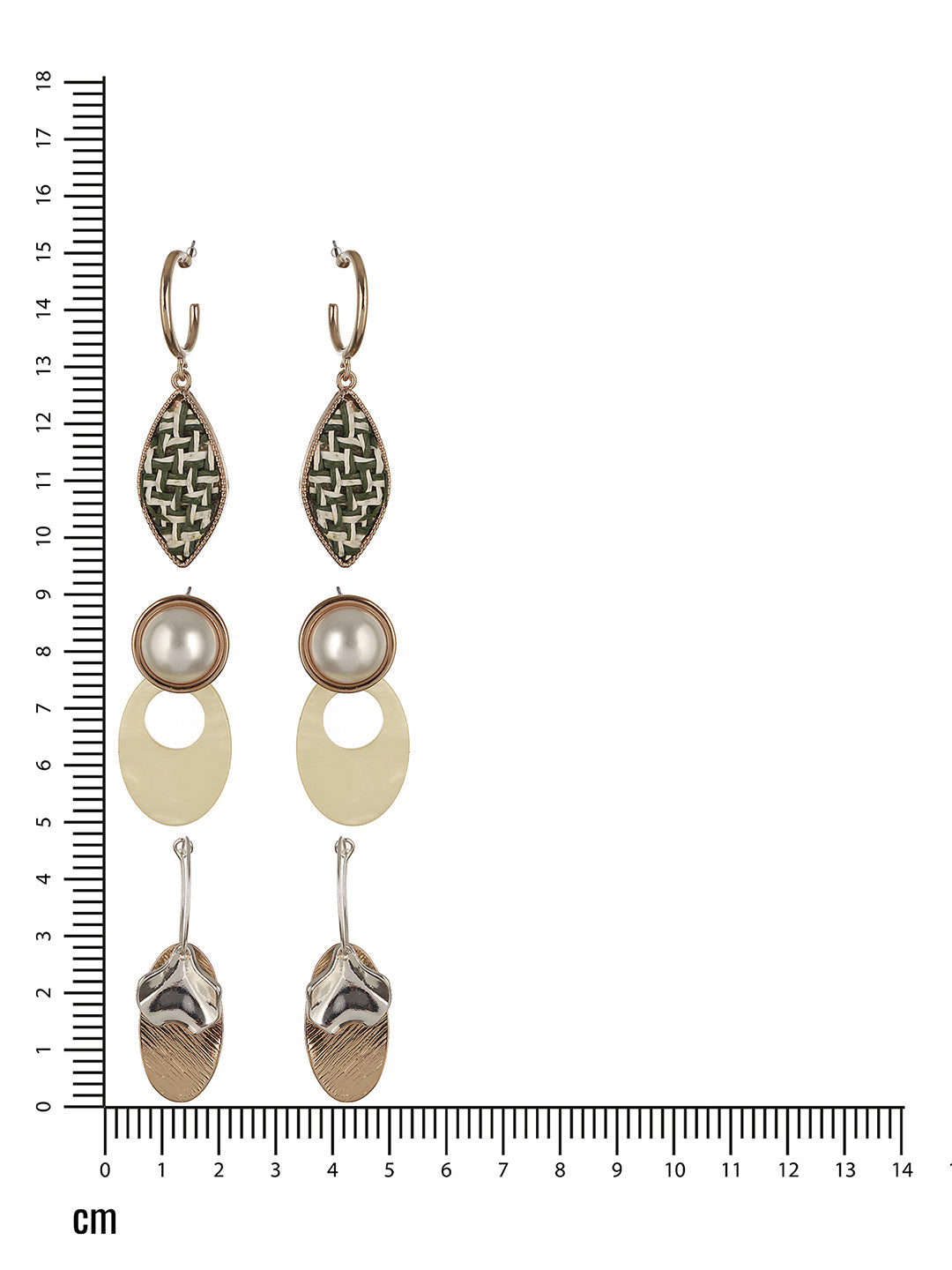 Gold-Toned Set Of 3 Contemporary Hoop Earrings