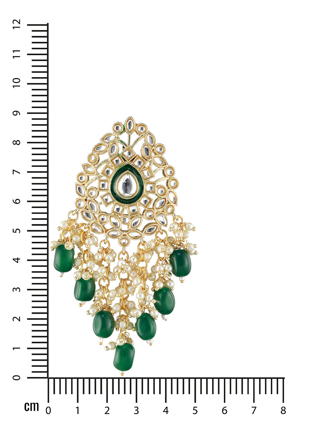 Green Gold Plated Kundan Studded & Beaded Meenakari Drop Earrings